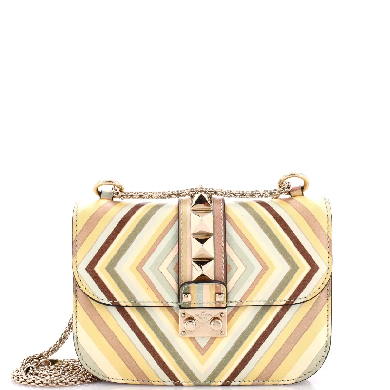 1973 Glam Lock Shoulder Bag Striped Leather Small