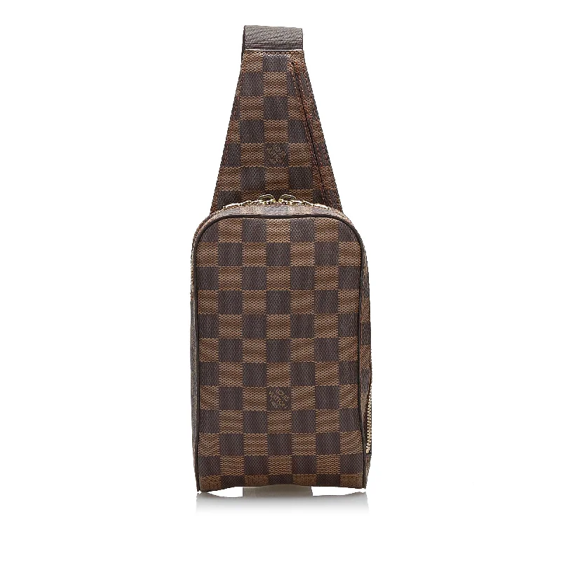 Louis Vuitton bags with a chain - link trim and a leather body for a modern edgeLouis Vuitton Geronimos Damier Ebene Canvas