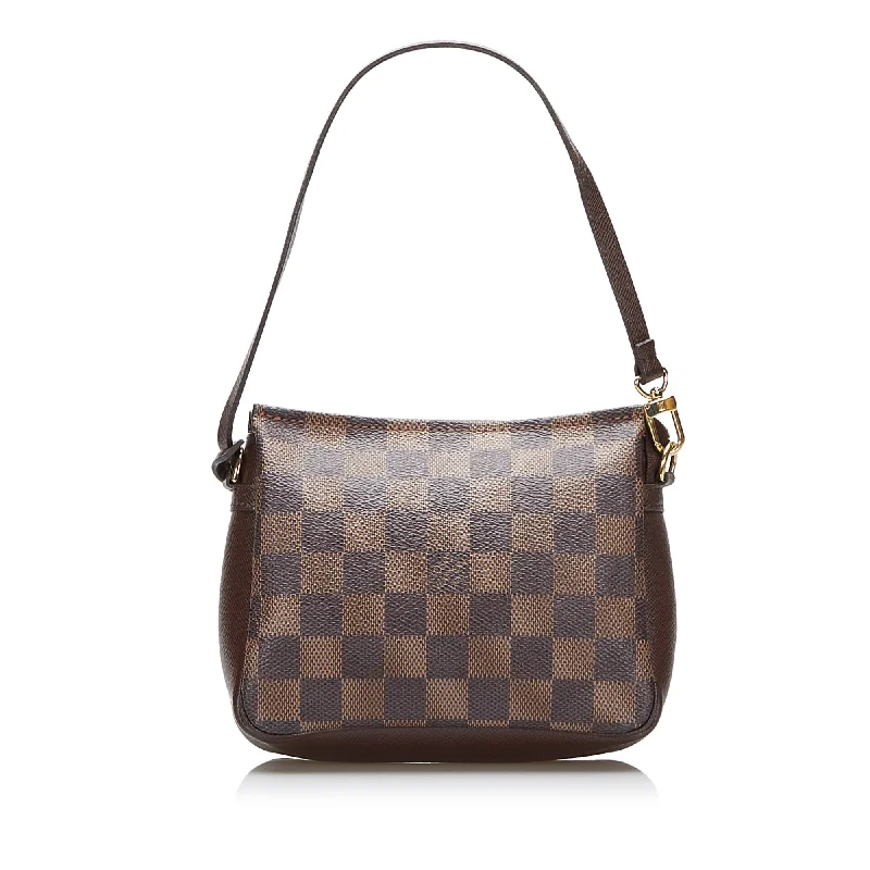 Louis Vuitton bags with a chain - link trim and a leather body for a modern edgeLouis Vuitton Damier Ebene Trousse Pochette Handbag