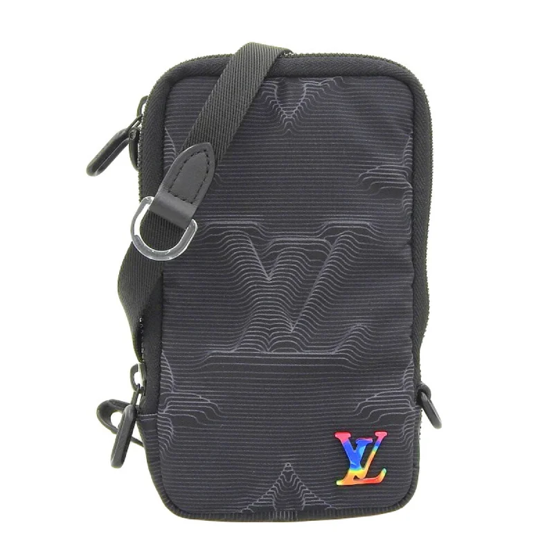 Louis Vuitton bags with a chain - link trim and a leather body for a modern edgeLouis Vuitton 3D Monogram Double Phone Pouch Rainbow Shoulder Black M80141