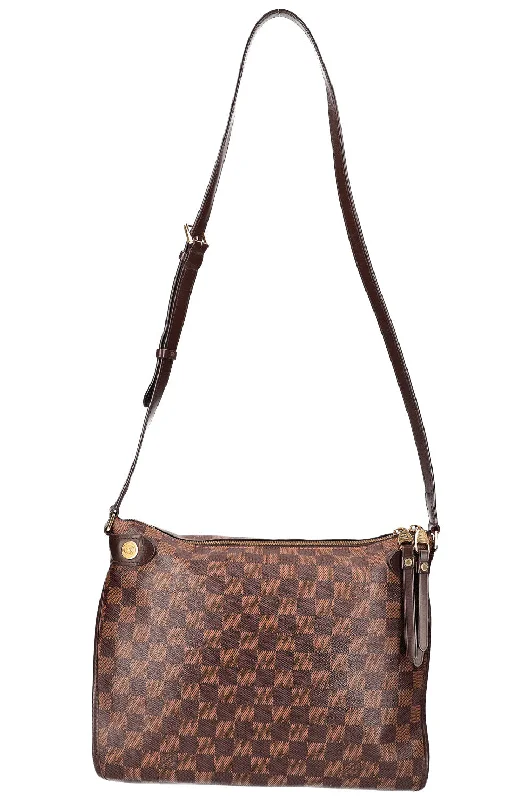 Louis Vuitton bags with a chain - link trim and a leather body for a modern edgeLOUIS VUITTON Duomo Messenger Bag Damier Ebene