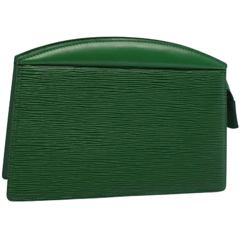 Louis Vuitton bags with a chain - link trim and a leather body for a modern edgeLOUIS VUITTON Epi Trousse Crete Pouch Green M48404 LV Auth 52969