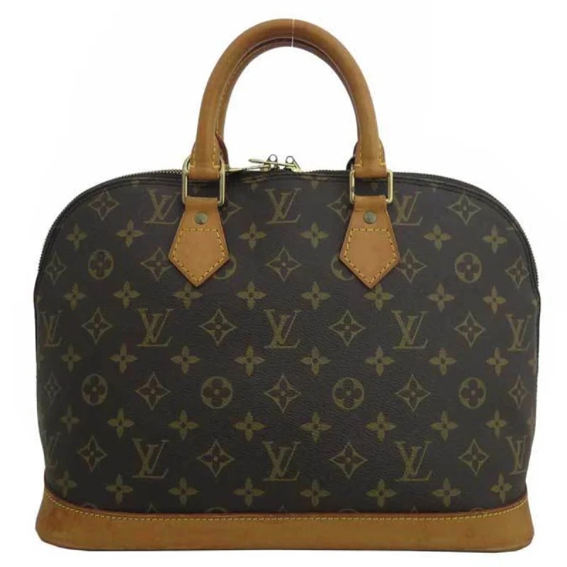 Louis Vuitton bags with a chain - link trim and a leather body for a modern edgeLouis Vuitton Handbag Monogram Alma Brown Canvas Bag Ladies M51130