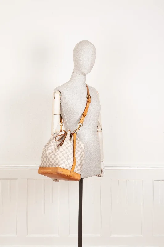 Louis Vuitton bags with a chain - link trim and a leather body for a modern edgeLOUIS VUITTON Grand Sac Noe Damier Azur