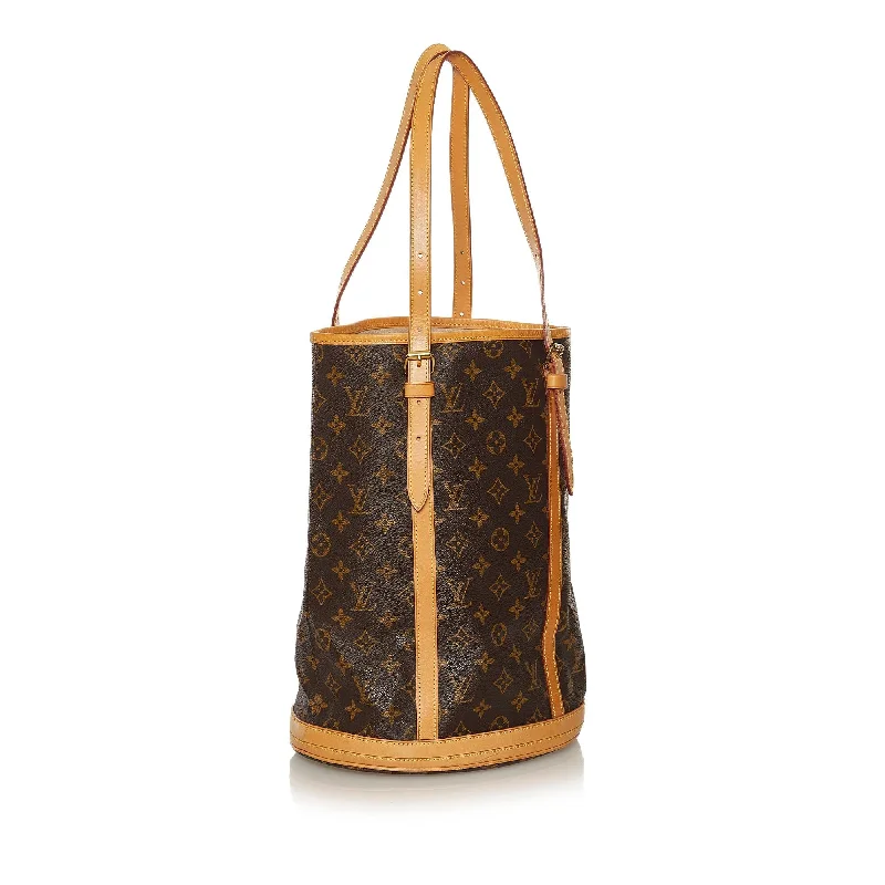 Louis Vuitton bags with a chain - link trim and a leather body for a modern edgeLouis Vuitton Monogram Bucket GM (34501)