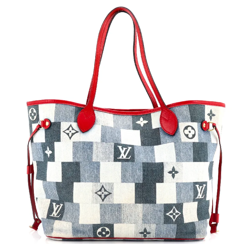 Neverfull Tote Damier and Monogram Patchwork Denim MM