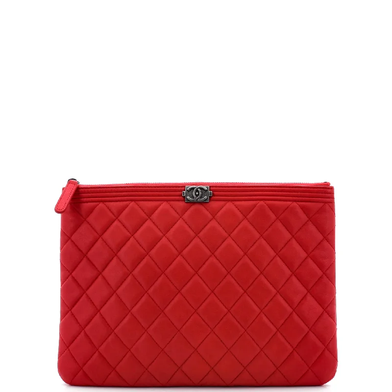 Boy O Case Clutch Quilted Lambskin Medium