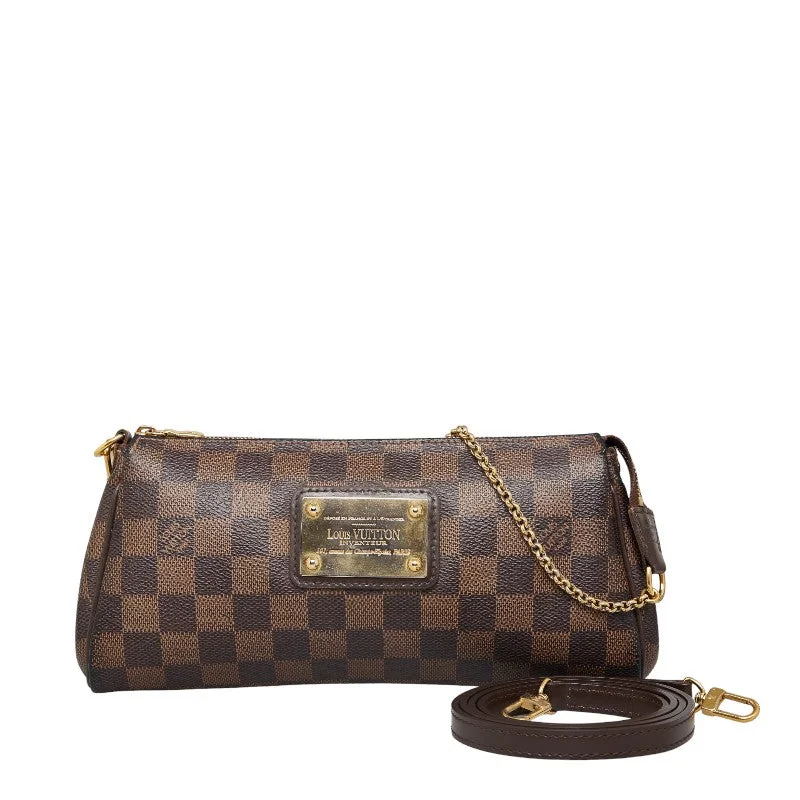 Louis Vuitton bags with a chain - link trim and a leather body for a modern edgeLouis Vuitton Eva Chain Handbags 2WAY N55213 Brown PVC Leather Ladies Louis Vuitton