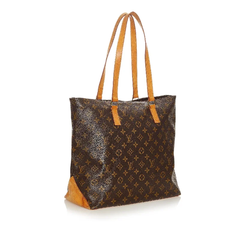 Louis Vuitton bags with a chain - link trim and a leather body for a modern edgeLouis Vuitton Monogram Cabas Mezzo (27696)