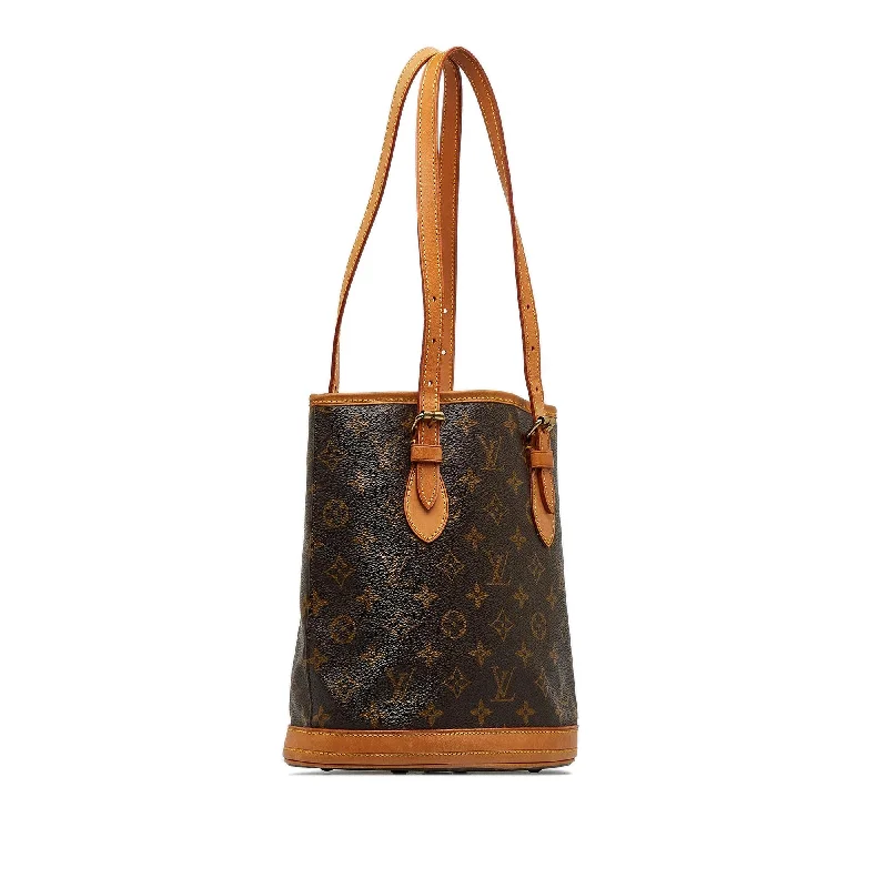 Louis Vuitton bags with a chain - link trim and a leather body for a modern edgeLouis Vuitton Monogram Bucket PM (1Z7ksu)