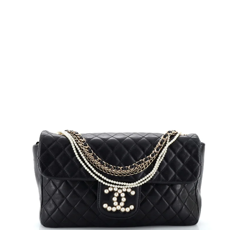 Westminster Pearl Chain Flap Bag Quilted Lambskin Medium