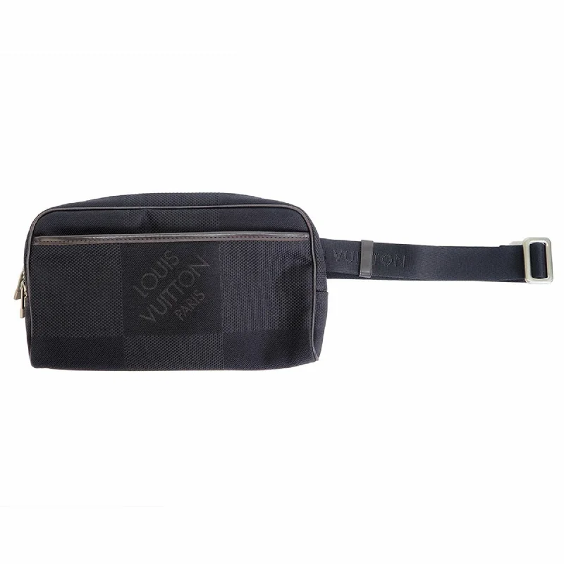 Louis Vuitton bags with a chain - link trim and a leather body for a modern edgeLouis Vuitton Acrobat Body Bag Damier Jean Black M93620 Waist Pouch Men's