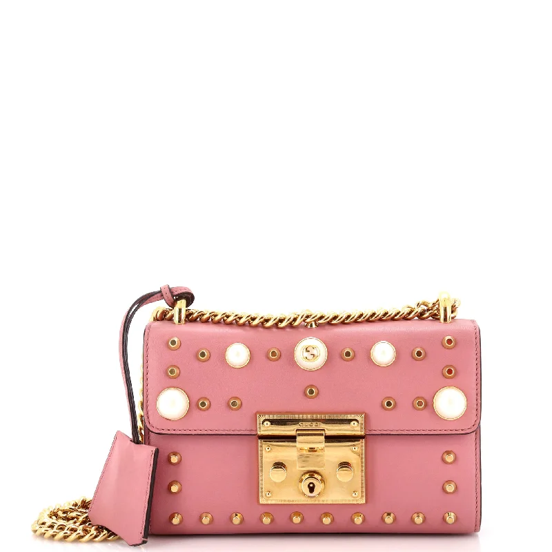 Pearly Padlock Shoulder Bag Studded Leather Small