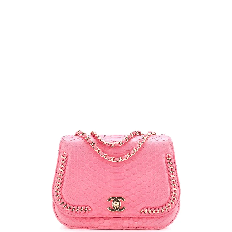 Braided Chic Flap Bag Python Small