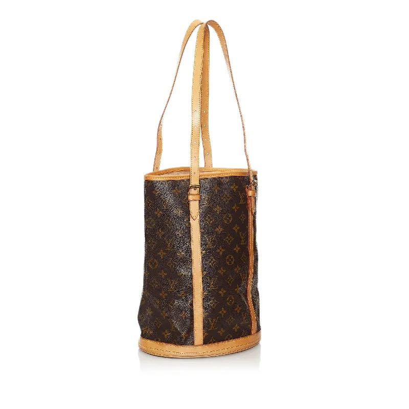 Louis Vuitton bags with a chain - link trim and a leather body for a modern edgeLouis Vuitton Monogram Bucket GM (36603)