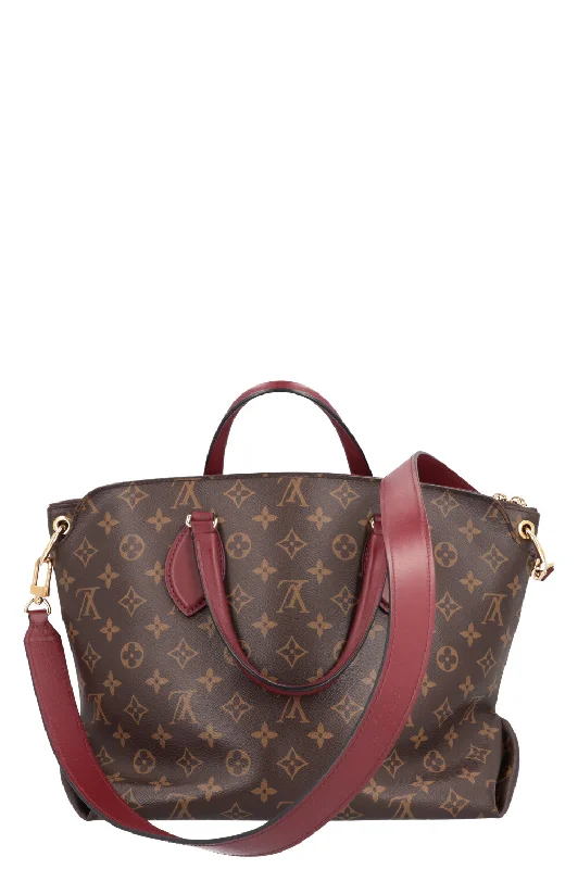 Louis Vuitton bags with a chain - link trim and a leather body for a modern edgeLOUIS VUITTON Flower Zipped Tote MM Bag MNG