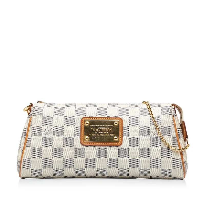 Louis Vuitton bags with a chain - link trim and a leather body for a modern edgeLouis Vuitton Eva Damier Azur Canvas