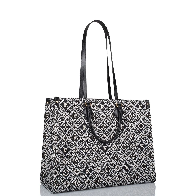 Louis Vuitton bags with a chain - link trim and a leather body for a modern edgeLouis Vuitton Grey Since 1854 OnTheGo Tote GM