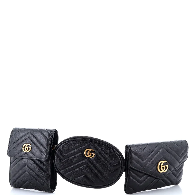 GG Marmont Multi Pocket Belt Bag Matelasse Leather