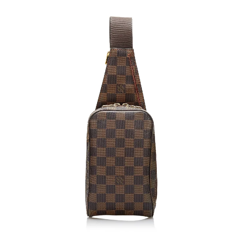 Louis Vuitton bags with a chain - link trim and a leather body for a modern edgeLouis Vuitton Damier Ebene Geronimos Crossbody Bag