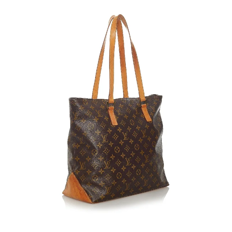 Louis Vuitton bags with a chain - link trim and a leather body for a modern edgeLouis Vuitton Monogram Cabas Mezzo (28910)