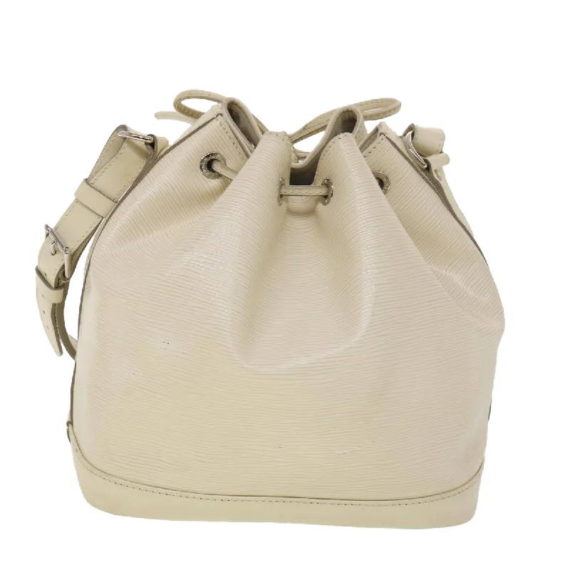 Louis Vuitton bags with a chain - link trim and a leather body for a modern edgeLOUIS VUITTON Epi Petit Noe Shoulder Bag White Yvoire M4084J LV  39066