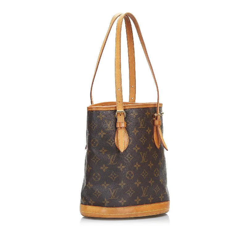 Louis Vuitton bags with a chain - link trim and a leather body for a modern edgeLouis Vuitton Monogram Bucket PM (gSGIv1)