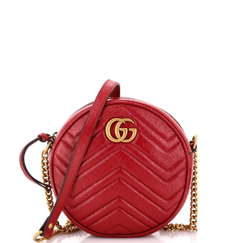 GG Marmont Round Shoulder Bag Matelasse Leather Mini