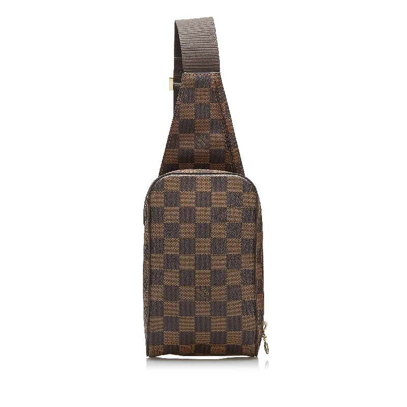 Louis Vuitton bags with a chain - link trim and a leather body for a modern edgeLouis Vuitton Damier Ebene Geronimos Crossbody Bag