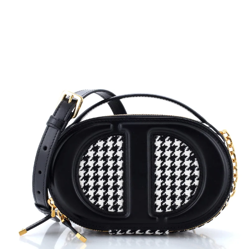 CD Signature Oval Camera Bag Houndstooth Canvas and Leather