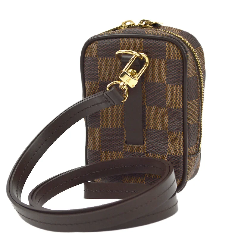 Louis Vuitton bags with a chain - link trim and a leather body for a modern edgeLouis Vuitton Etui Okapi PM Shoulder Bag Pochette Damier N61738