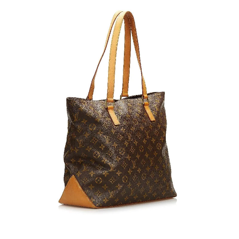 Louis Vuitton bags with a chain - link trim and a leather body for a modern edgeLouis Vuitton Monogram Cabas Mezzo (37077)