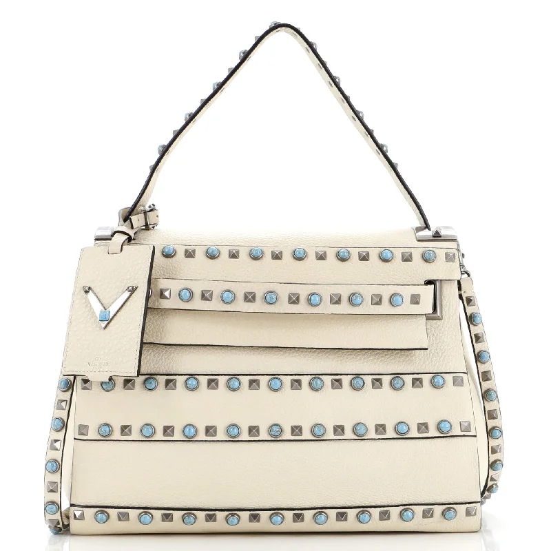 My Rockstud Rolling Satchel Leather with Cabochons Medium