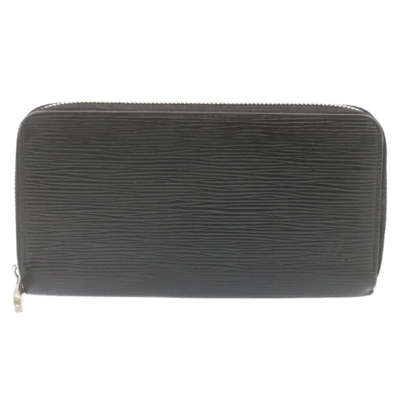 Louis Vuitton bags with a chain - link trim and a leather body for a modern edgeLOUIS VUITTON Epi Zippy Wallet Long Wallet Black Silver M68157 LV Auth ms044