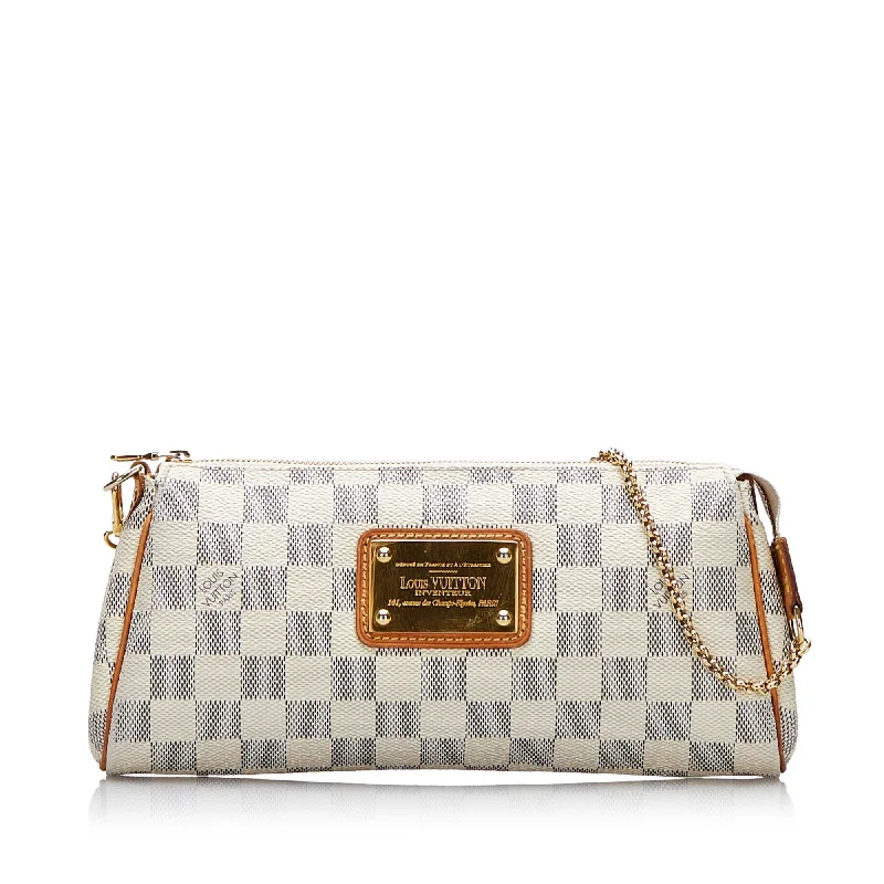 Louis Vuitton bags with a chain - link trim and a leather body for a modern edgeLouis Vuitton Eva Damier Azur Canvas