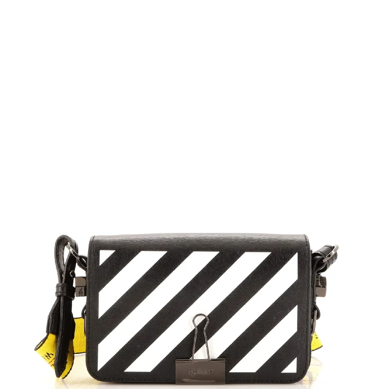 Binder Clip Flap Bag Striped Leather Mini