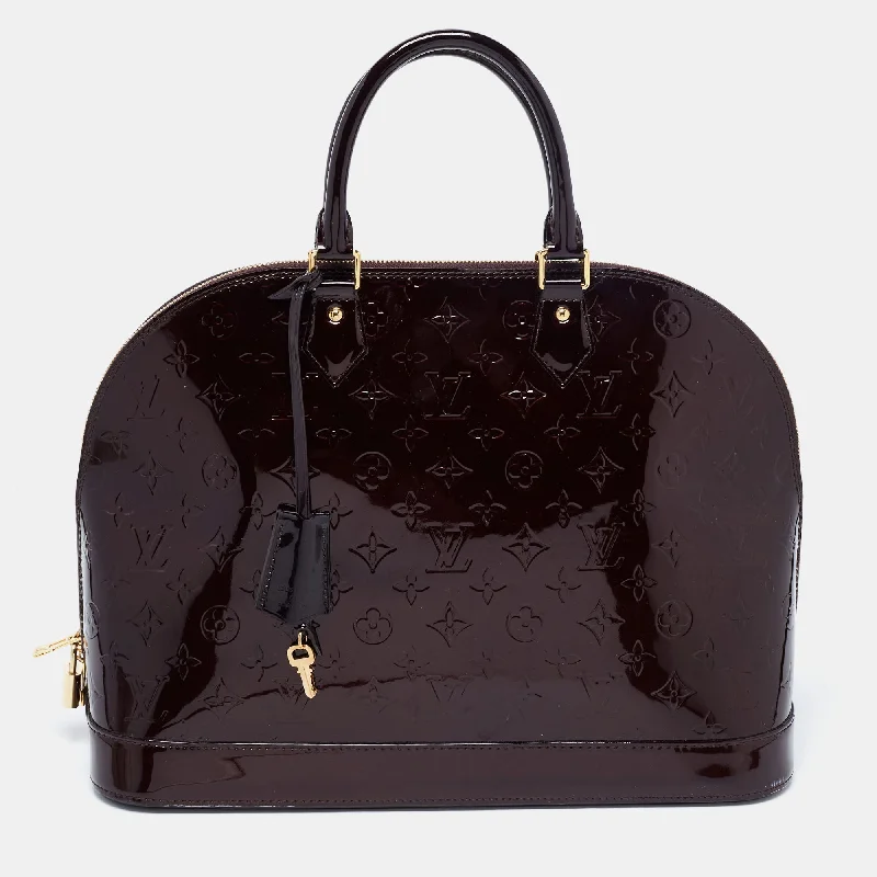 Louis Vuitton bags with a chain - link trim and a leather body for a modern edgeLouis Vuitton Amarante Monogram Vernis Alma GM Bag