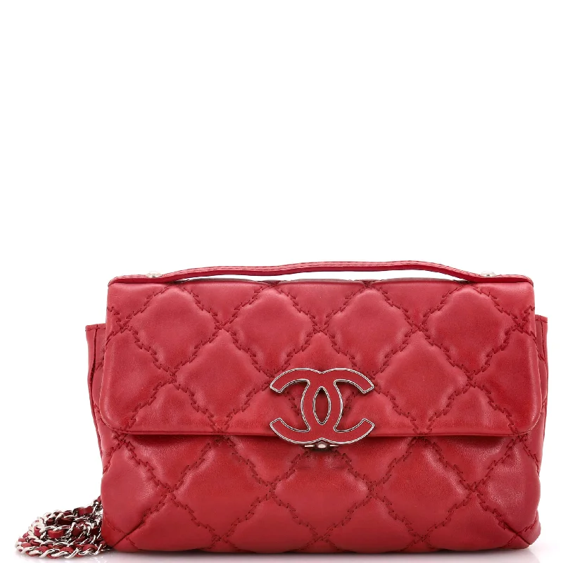 Double Stitch Hamptons Flap Bag Quilted Calfskin Mini