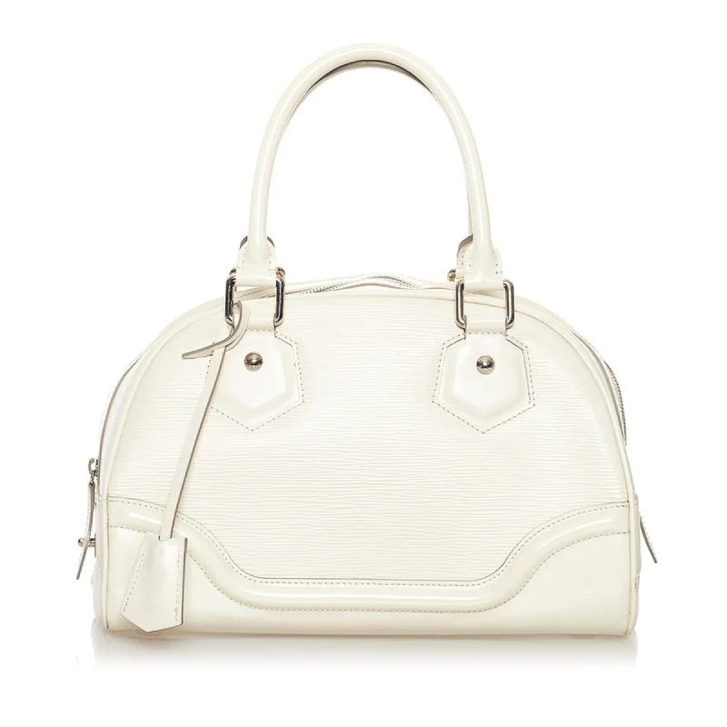 Louis Vuitton bags with a chain - link trim and a leather body for a modern edgeLouis Vuitton Epi Montaigne PM Handbag M5932J White Leather Ladies LOUIS VUITTON