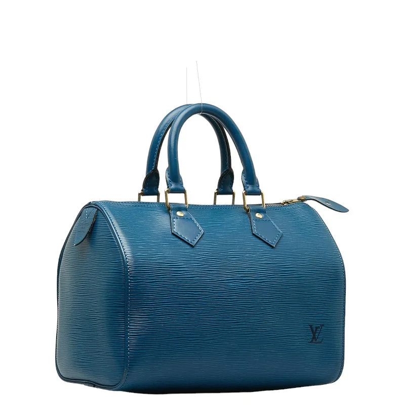 Louis Vuitton bags with a chain - link trim and a leather body for a modern edgeLouis Vuitton Epic Speed 25 Handbag Mini Boston Bag M43015 Trad Blue Leather Lady Louis Vuitton