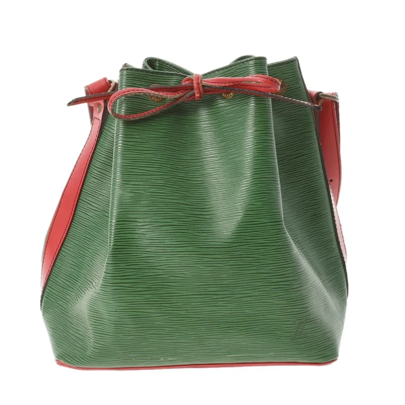 Louis Vuitton bags with a chain - link trim and a leather body for a modern edgeLOUIS VUITTON Epi Petit Noe Bicolor Green / Red M44147 Women's Leather Shoulder Bag