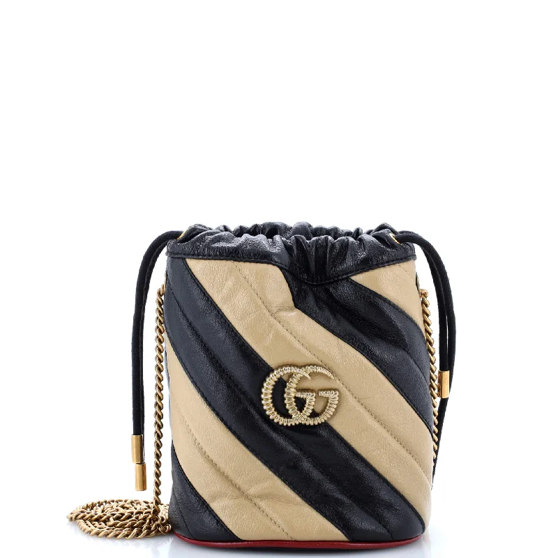 GG Marmont Bucket Bag Diagonal Quilted Leather Mini