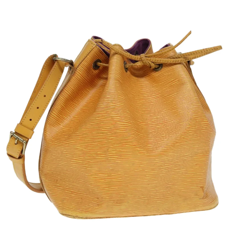 Louis Vuitton bags with a chain - link trim and a leather body for a modern edgeLOUIS VUITTON Epi Petit Noe Shoulder Bag Yellow M44102 LV Auth cl857