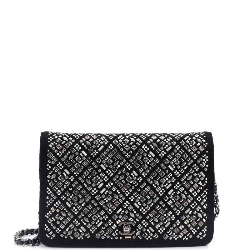 Full Flap Wallet on Chain Studded Jersey