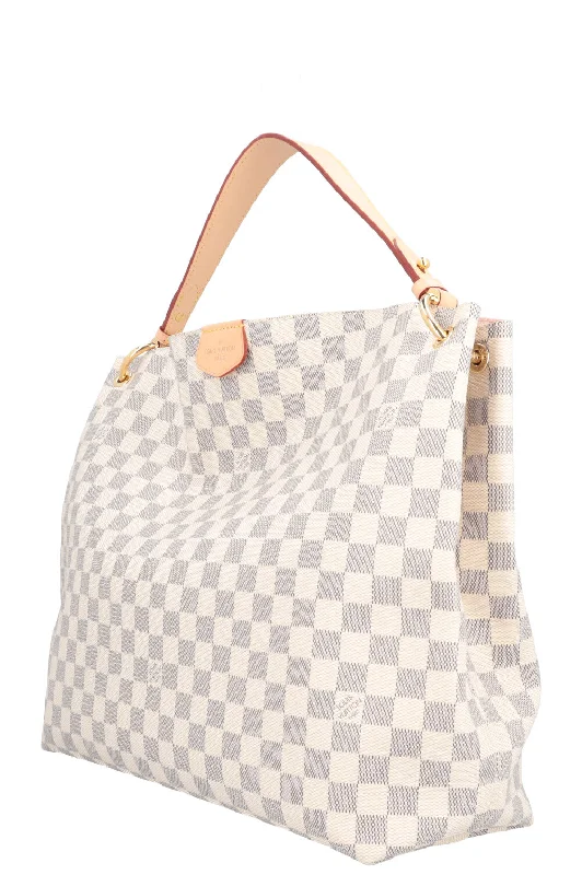 Louis Vuitton bags with a chain - link trim and a leather body for a modern edgeLOUIS VUITTON Graceful MM Bag Damier Azur