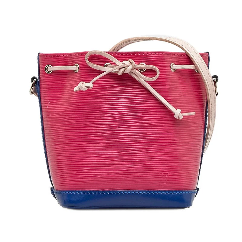 Louis Vuitton bags with a chain - link trim and a leather body for a modern edgeLouis Vuitton Epic Nano Noe Slipper Shoulder Bag M42502 Hot Pink Blue Leather  Louis Vuitton