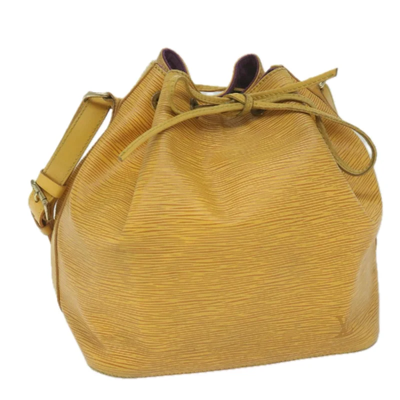 Louis Vuitton bags with a chain - link trim and a leather body for a modern edgeLOUIS VUITTON Epi Petit Noe Shoulder Bag Tassili Yellow M44109 LV Auth ar10998