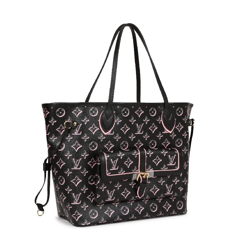 Louis Vuitton bags with a chain - link trim and a leather body for a modern edgeLouis Vuitton Fall For You Black Monogram Neverfull MM