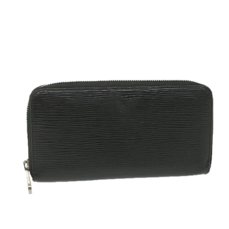 Louis Vuitton bags with a chain - link trim and a leather body for a modern edgeLOUIS VUITTON Epi Zippy Wallet Long Wallet Black M64838 LV Auth bs9987