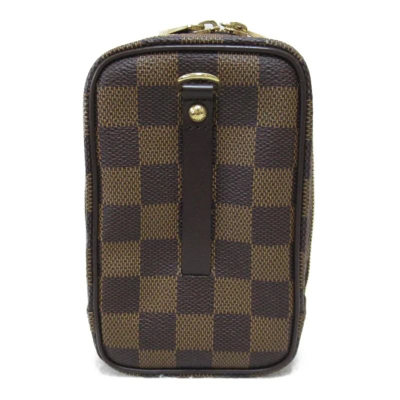 Louis Vuitton bags with a chain - link trim and a leather body for a modern edgeLOUIS VUITTON Etui Okapi digital camera case Brown Ebene Damier PVC coated canvas N61737